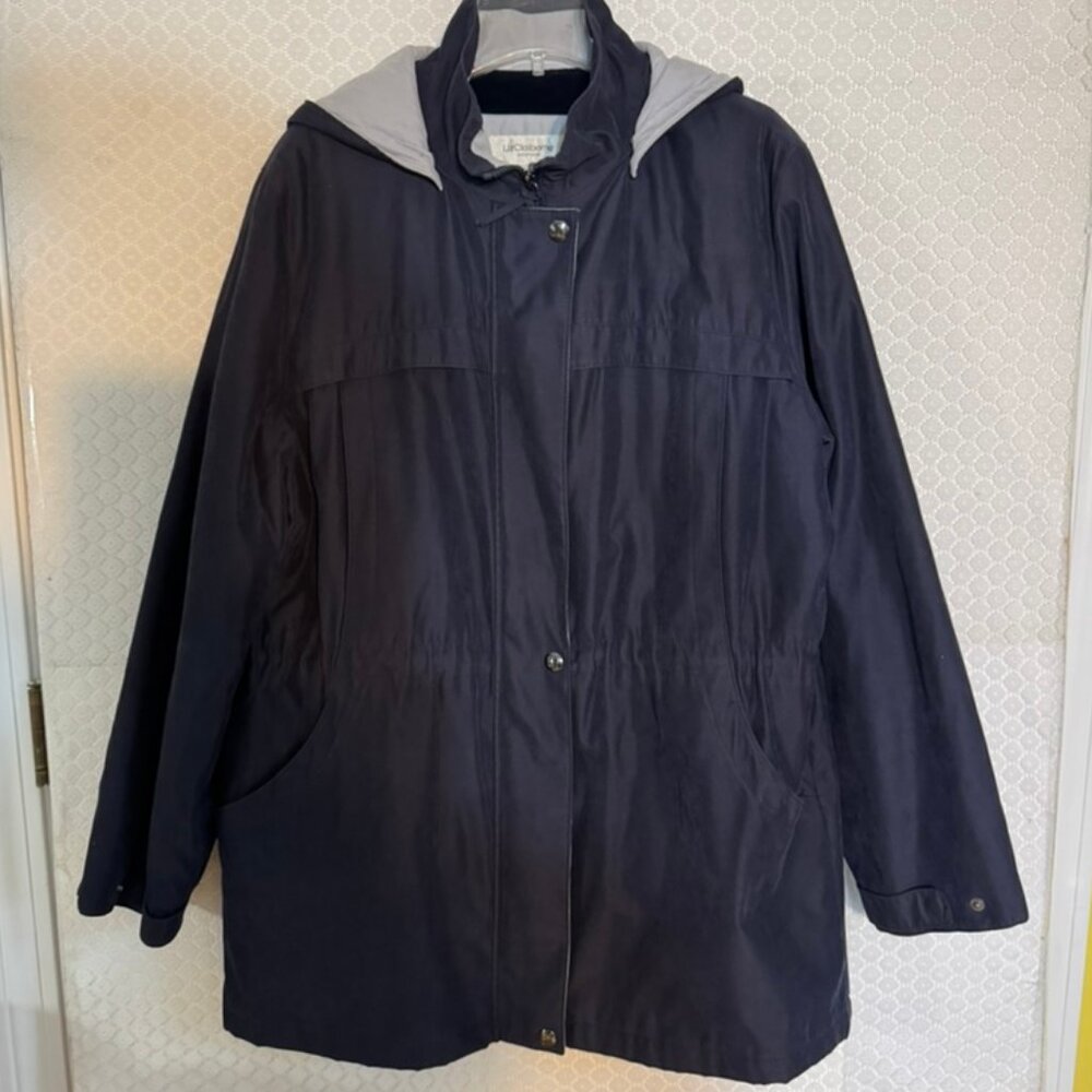 Liz Claiborne Women’s Blue Parka / Jacket- Zip & Snap Closure, Lined, Hood Sz L
